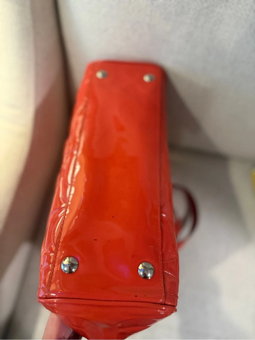 Coach Patent Signature Tote in Orange Patent